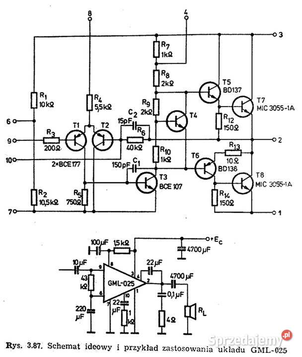 Wzmacniacz hybrydowy mocy 25 W GML0252 UNITRA Gliwice