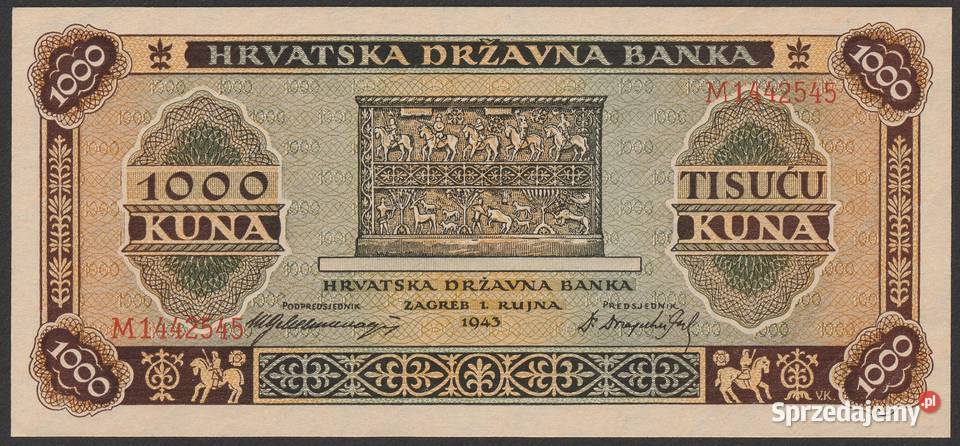 Chorwacja 1000 kuna 1943 stan bankowy UNC Łódź