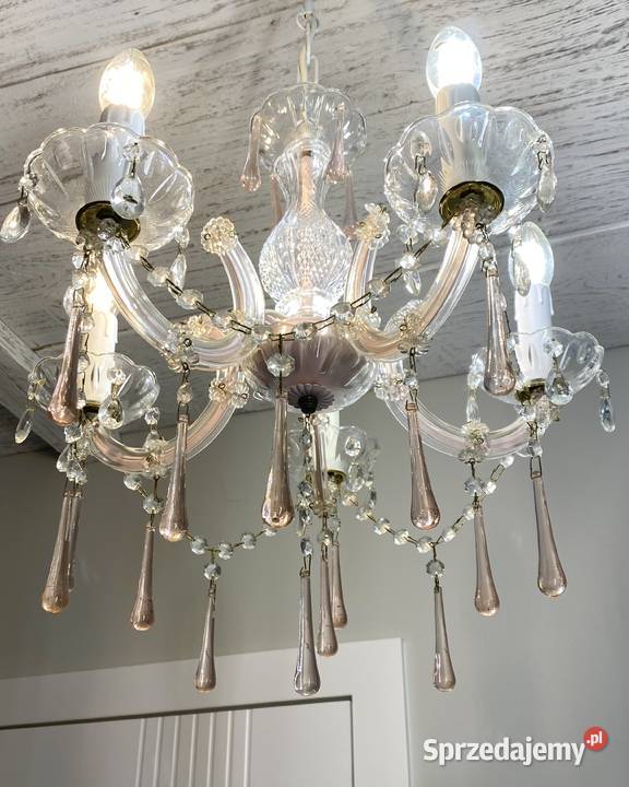 Francuski Żyrandol vintage 8 Lampa 5ram róż wielkopolskie Poznań