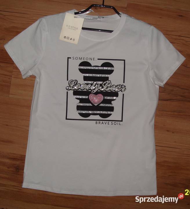TSHIRT miś cyrkonie Serduszko 3DNOWY r SM różowy