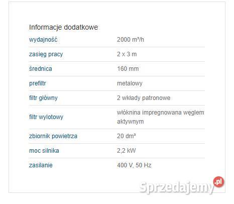 Mobilny filtr Odciag STAN 2000 do spawania Wrocław