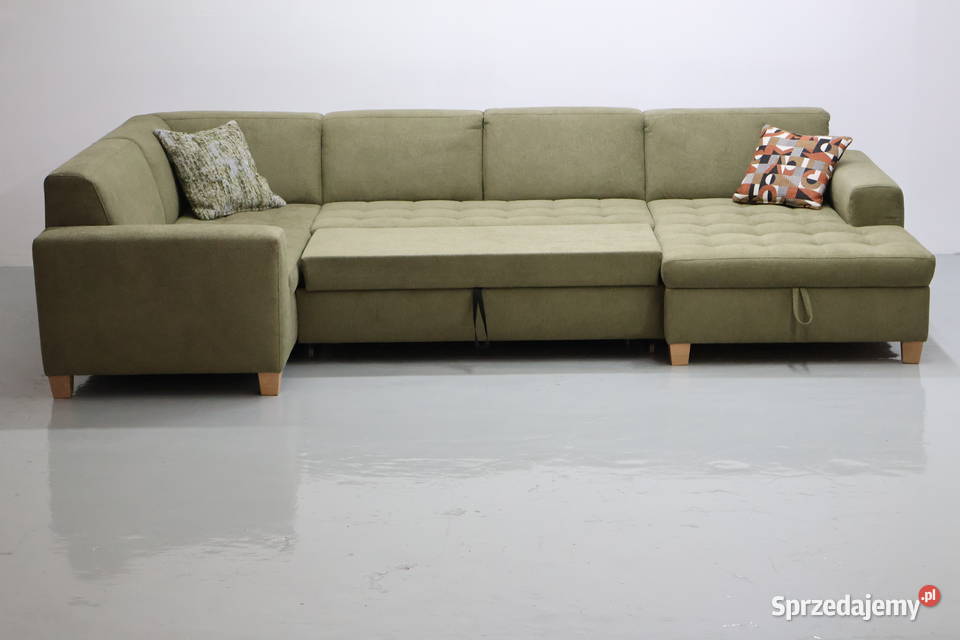 TWF Nowy zielony narożnik U funkcja spania 330cm