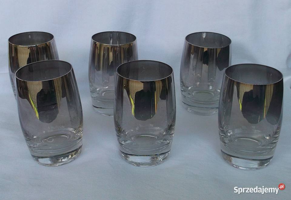 szklanki srebrzone (lustrzane) do napojów PRL