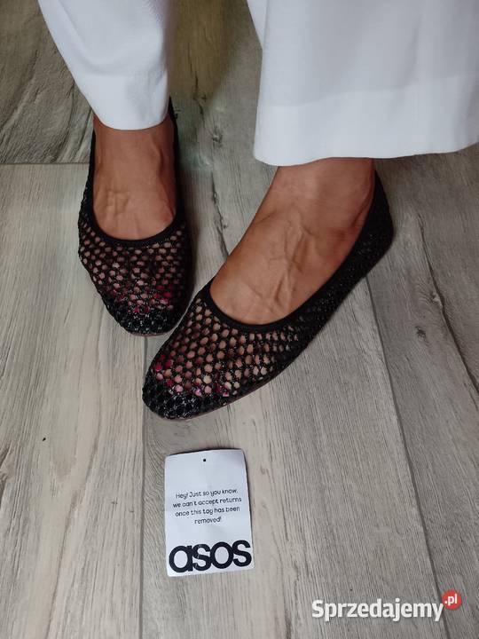 40 ASOS Design Czarne ażurowe Baleriny Asos Kraków