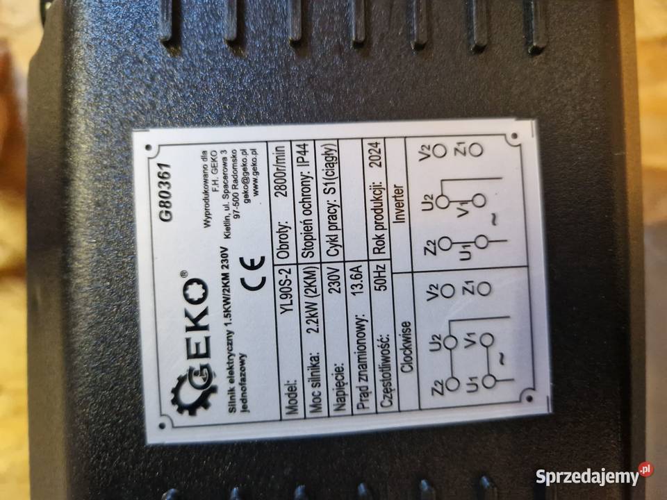 Silnik elektryczny 22KW3 230V 1 fazowy Geko Pozostałe wielkopolskie Głogowa