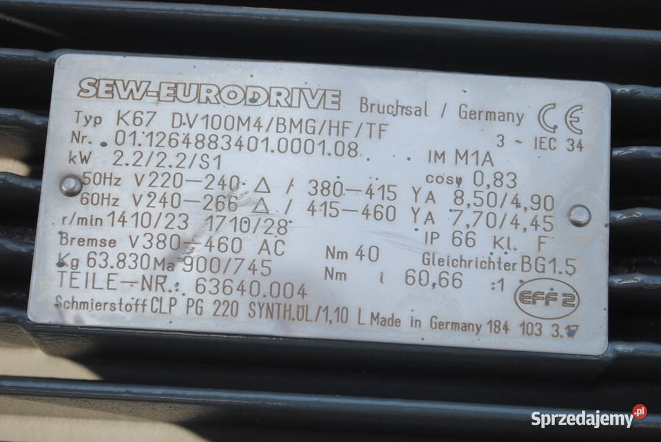 Motoreduktor kątowy 22kw 23obrmin z hamulcem Kargowa sprzedam