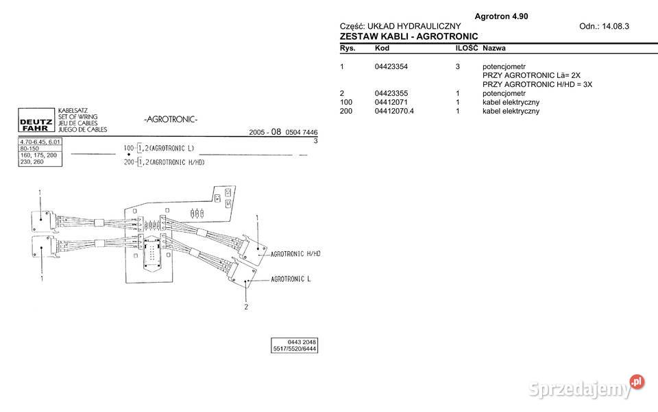 Deutz Fahr Agrotron 490 katalog części Polsku pomorskie Gdańsk
