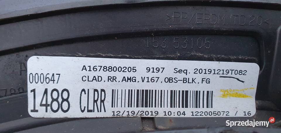 MERCEDES GLE W167 AMG LISTWA BŁOTNIKA PRAWY TYŁ Trzciel sprzedam