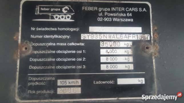 Naczpea wywrotka INTER CARS FEBER wywrotki Kostomłoty Drugie