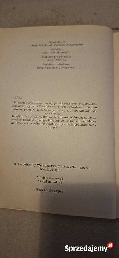 H Supronowicz Poprawa współczynnika mocy 1981 Ostrów Wielkopolski