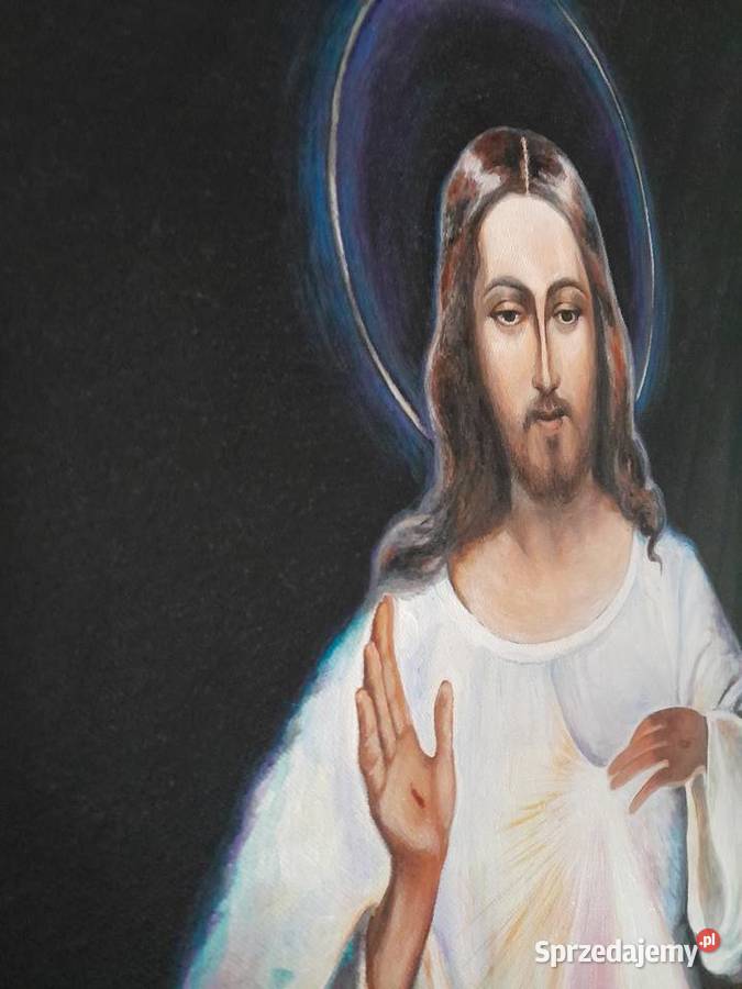 Jezus miłosierny Wizerunek wilenski olej na Pozostałe Borne Sulinowo sprzedam
