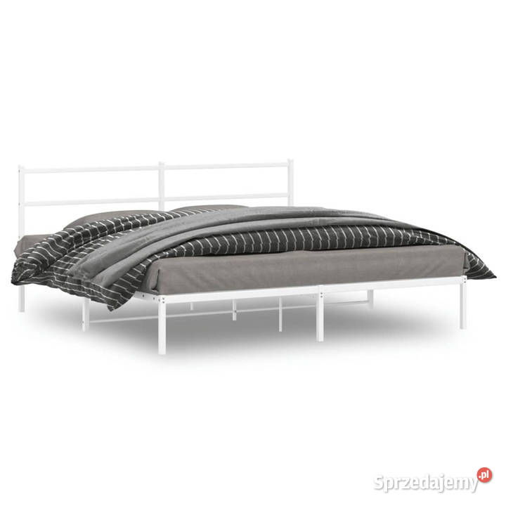Łóżko Metalowe Białe Rama Łóżka Ze Stelażem 90cm Ramy i stelaże