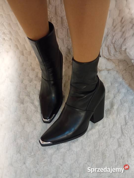 40 Boohoo czarne botki kowbojki z Londynu Nowe 26cm sprzedam