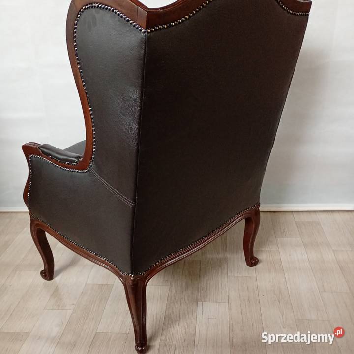 Fotel uszak Ludwikowski pełnej renowacji SKÓRA Meble wielkopolskie Puszczykowo