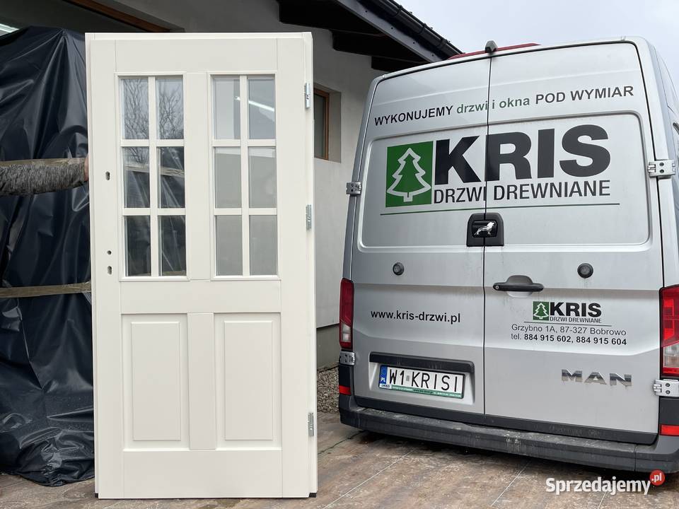 Drzwi zewnętrzne drewniane ANGIELSKIE RĘKI CAŁA Budownictwo i akcesoria kujawsko-pomorskie Bobrowo
