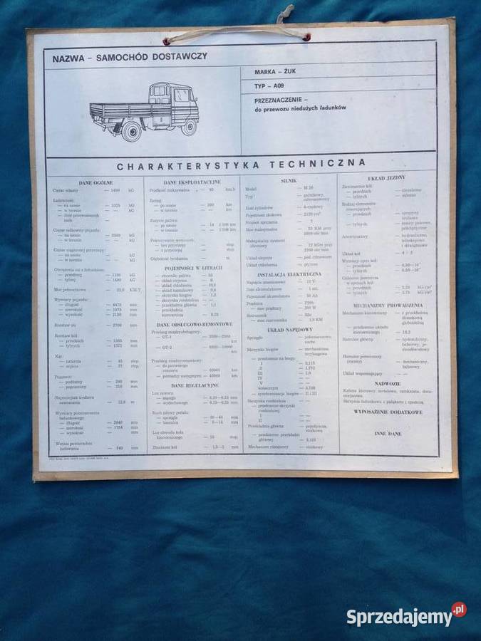 Żuk A09 tablica charakterystyka techniczna Warszawa