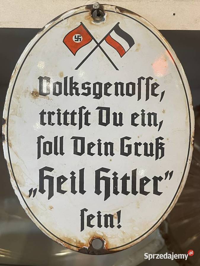 Emaliowany szyld propagandowy III Rzesza Heil Kraków