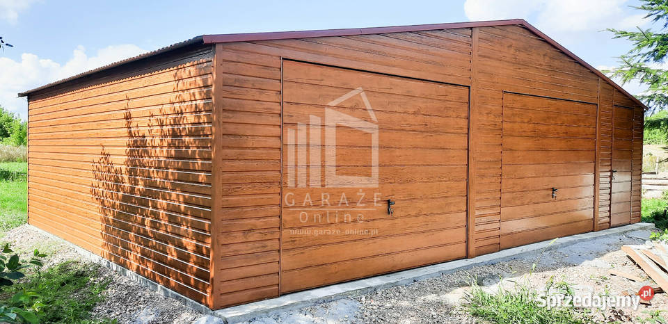 GARAŻ BLASZANY 9m x 6m poziom dwuspad 2x Brama małopolskie Wieliczka