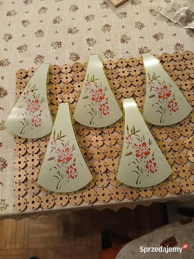 5 szklanych części do klosza vintage Łódź