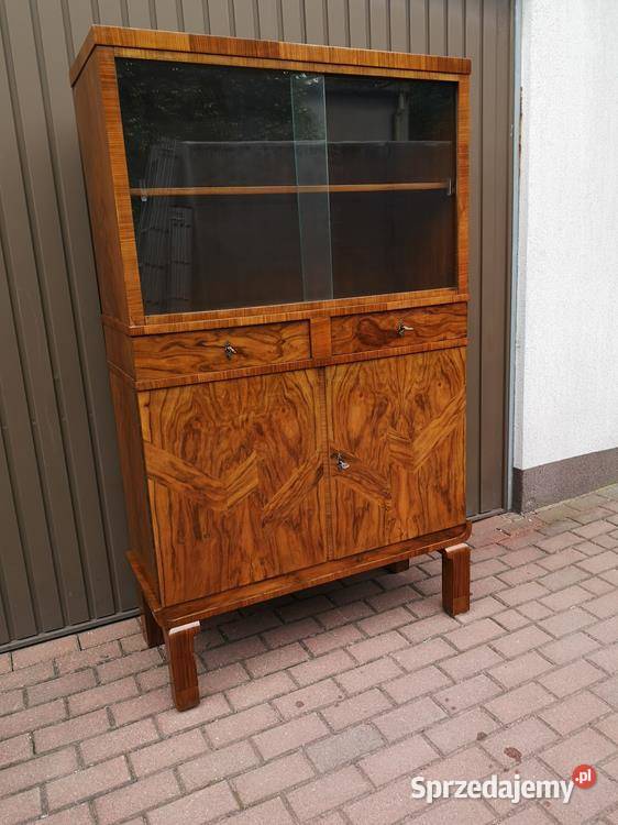 Witryna Biblioteka ARTDECO Unikat Orzech Stara Meble Swarzędz