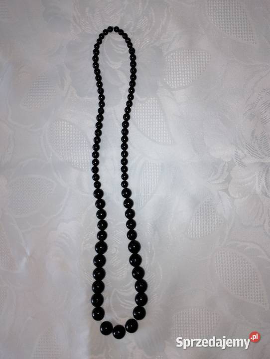 KORALE czarne na żyłce zakładane głowę vintage Naszyjniki Złotniki