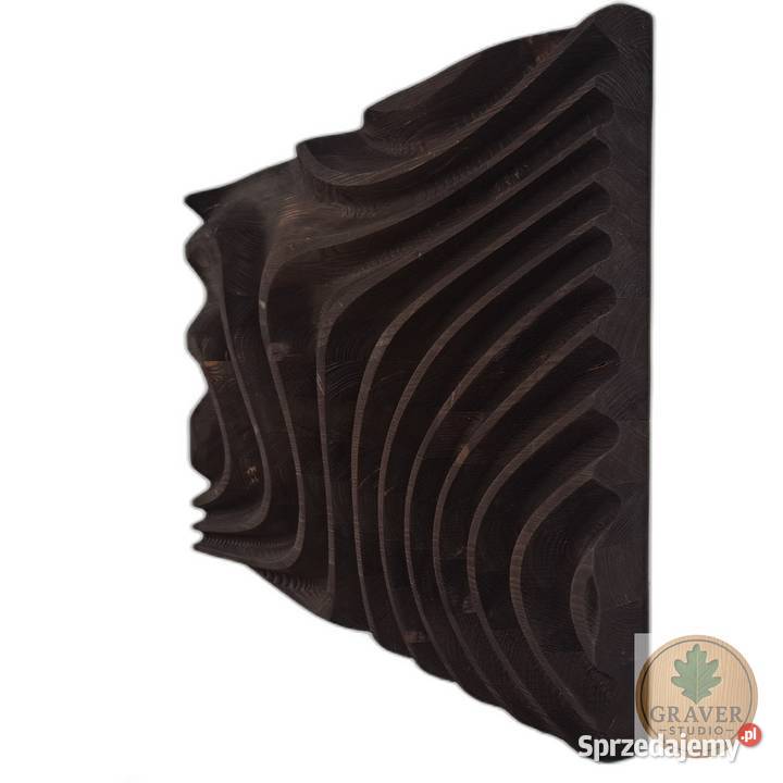 Płaskorzeźba drewniana fale wody dekoracja Malechowo