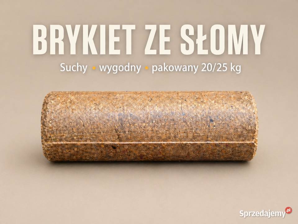 Brykiet ze słomy workowany 20 suchy wygodny opał kujawsko-pomorskie Lubraniec