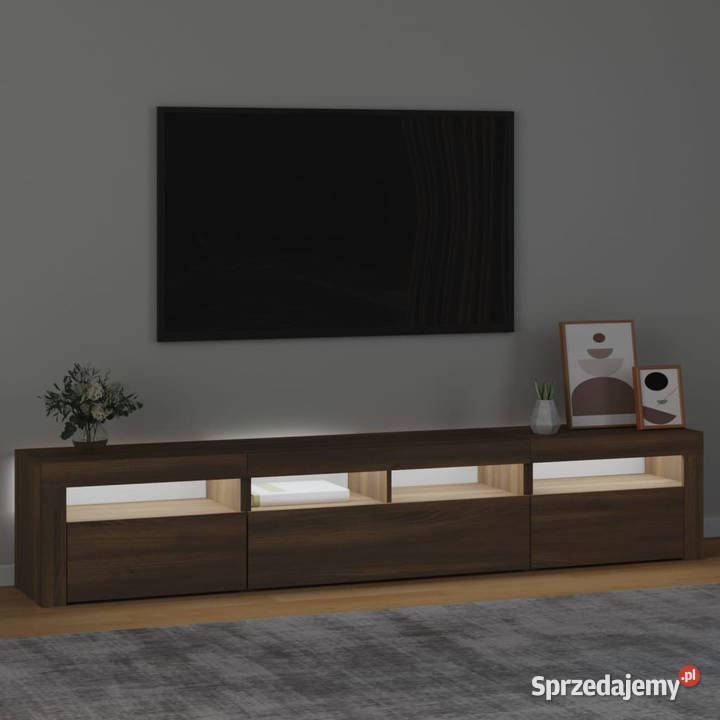 Szafka pod TV z oświetleniem LED brązowy dąb mazowieckie Warszawa
