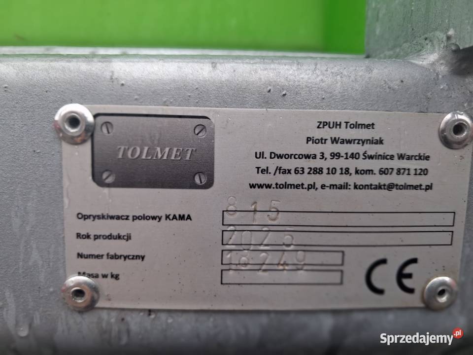 Opryskiwacz TOLMET KAMA 800l belka 15 Pilmet Kartuzy