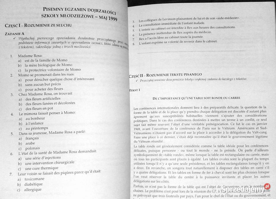 Informator maturalny 2000 Język francuski lubelskie Chełm