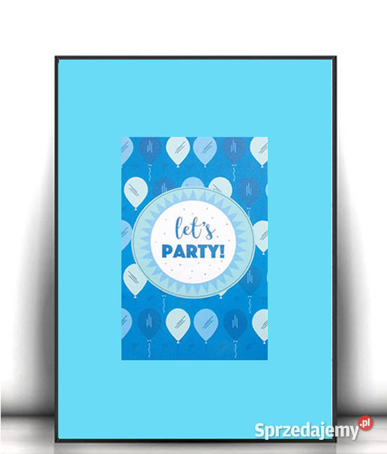 niebieski plakat A4 party obrazek A4 mały plakat
