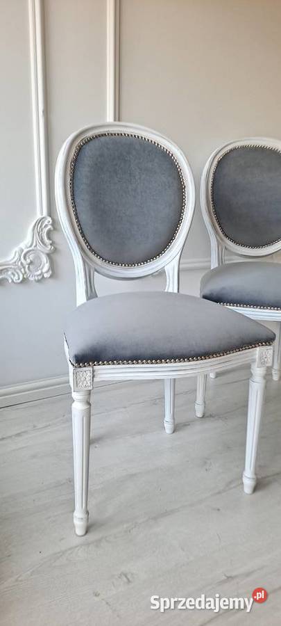 Soulowe szare krzesło Medalion Shabby Chic 51cm Szczecin