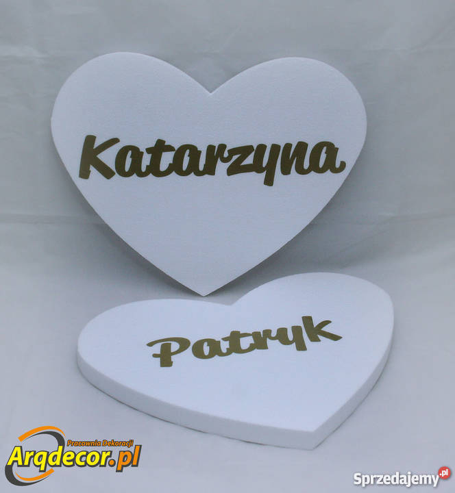 Styropianowe serduszka z imieniem dziecka Dębna