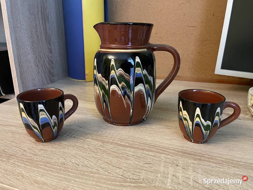 Bułgarska ceramika z lat 70 Dzbanek 6 filiżanek
