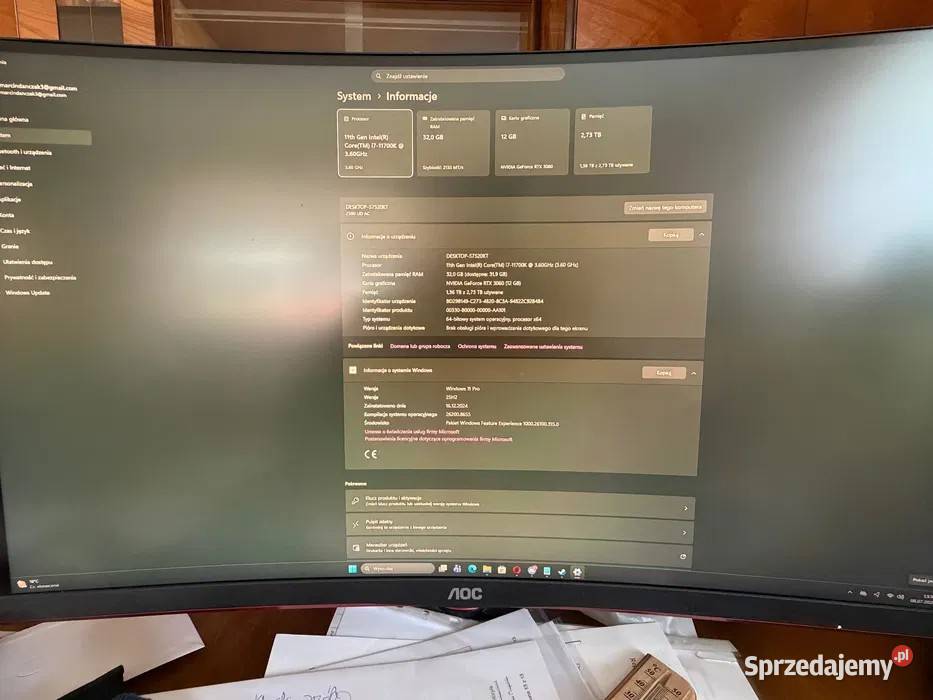 Komputer gamingowy stacjonarny i7 RTX3060 12GB