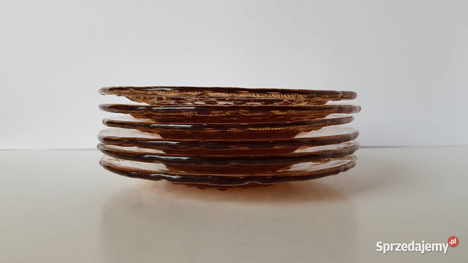 Talerzyki Flora Ząbkowice kolorowe szkło PRL śląskie Dąbrowa Górnicza