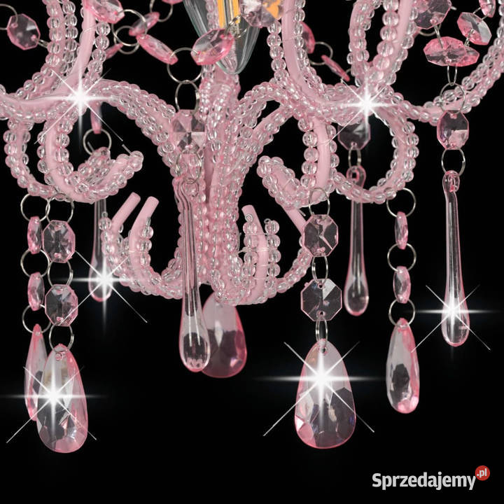 Lampa sufitowa z koralikami różowa okrągła E14 Warszawa