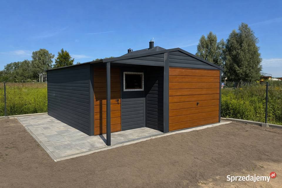 Garaż blaszany dwuspadowy 55 z wnęką Ciemny Tarnowiec