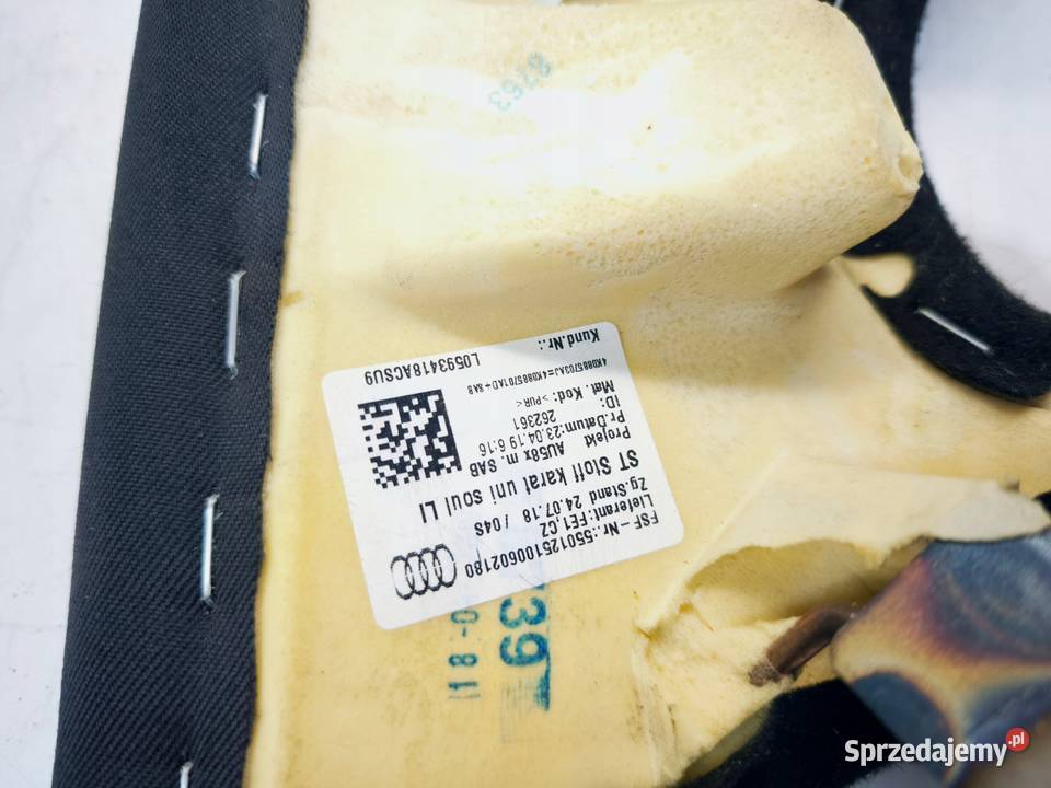 BOCZEK KANAPY LEWY TYŁ MATERIAŁ AIRBAG AUDI A6 Przystajń