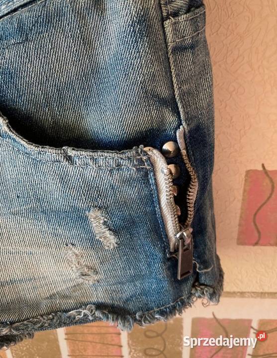 NOWE dżinsowe spodenki Szorty jeans Z ZAMKAMI Leszno
