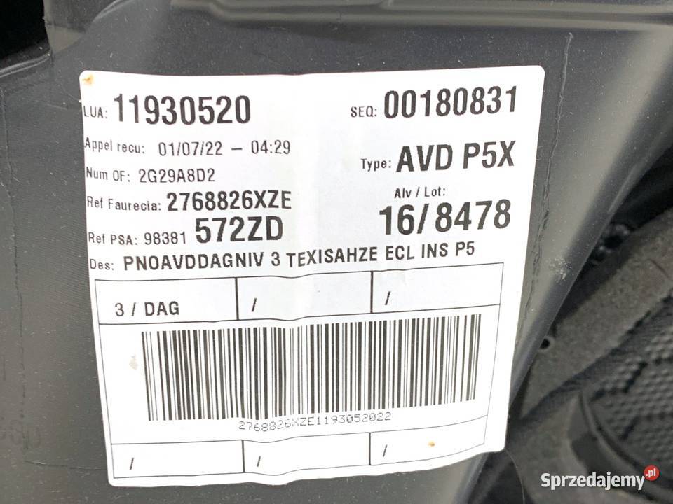 BOCZEK DRZWI PRAWY PRZÓD PEUGEOT 308 SW III osobowe