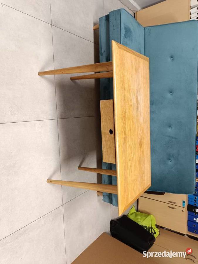 Biurko dębowe z szufladą styl skandynawski retro 50cm Tychy