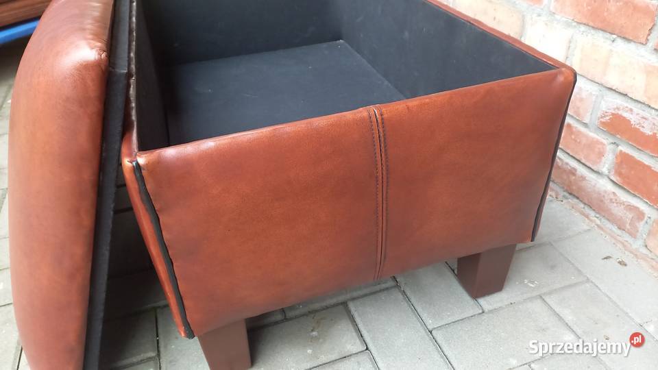Puf skórzany brązowy otwierany Podnóżek Gawroniec