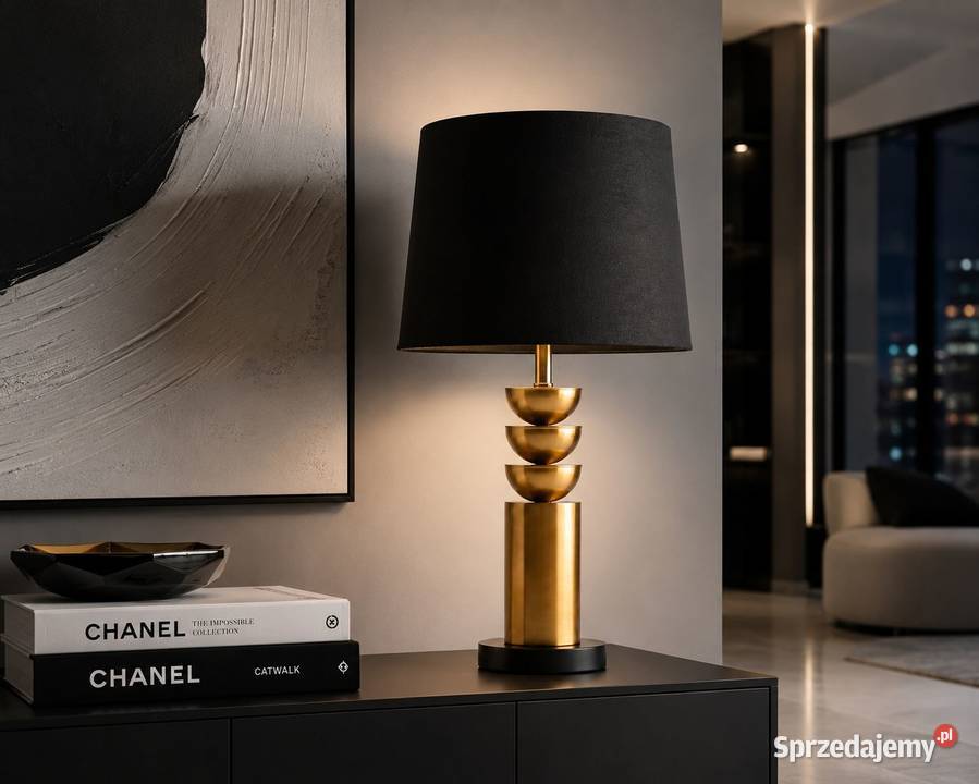 Czarno złota lampa stołowa modern luxury 56 Golkowice