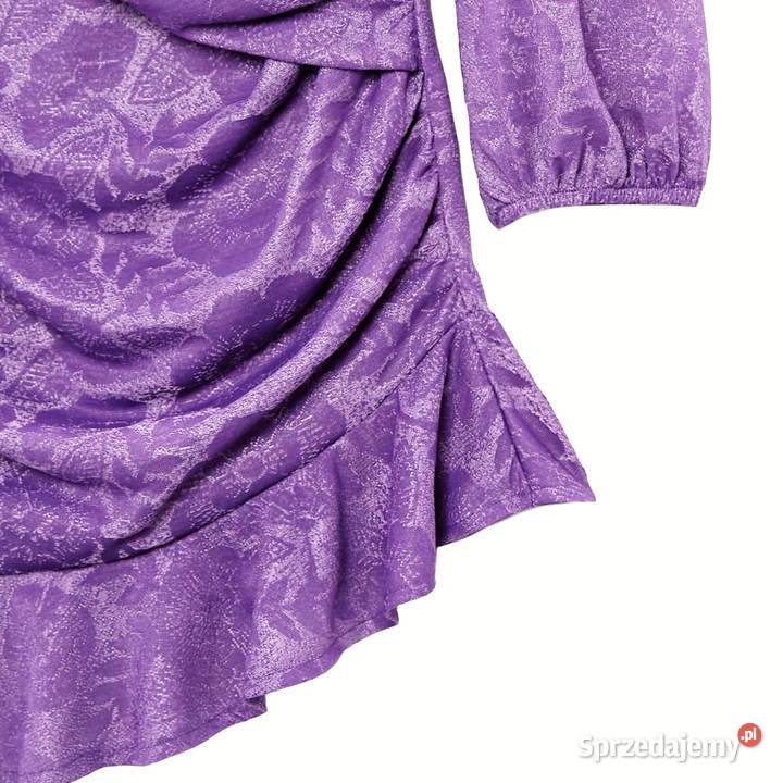 Zara piękna żakardowa drapowana lawendowa Inny wzór