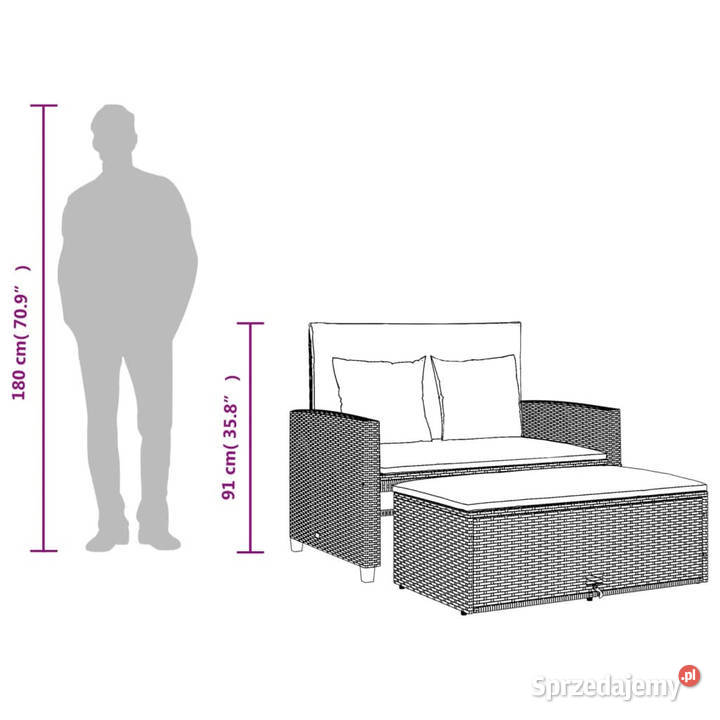 Sofa ogrodowa z poduszkami 2osobowa beżowa Warszawa
