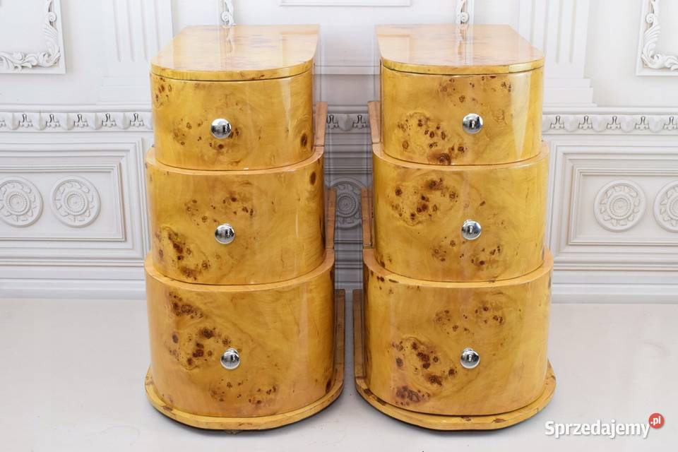 Dwa Nakastliki Stoliki Szafki Nocne Art Deco