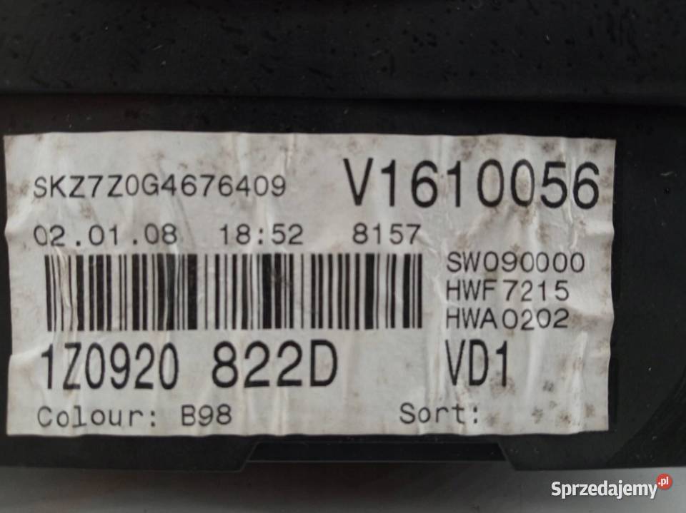LICZNIK 1Z0920822D 19 TDI Skoda Octavia II Wyposażenie wnętrza