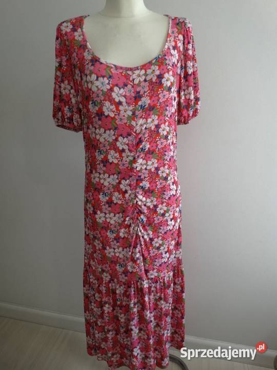 Sukienka Długa Drobne Kwiaty Marszczona sprzedam