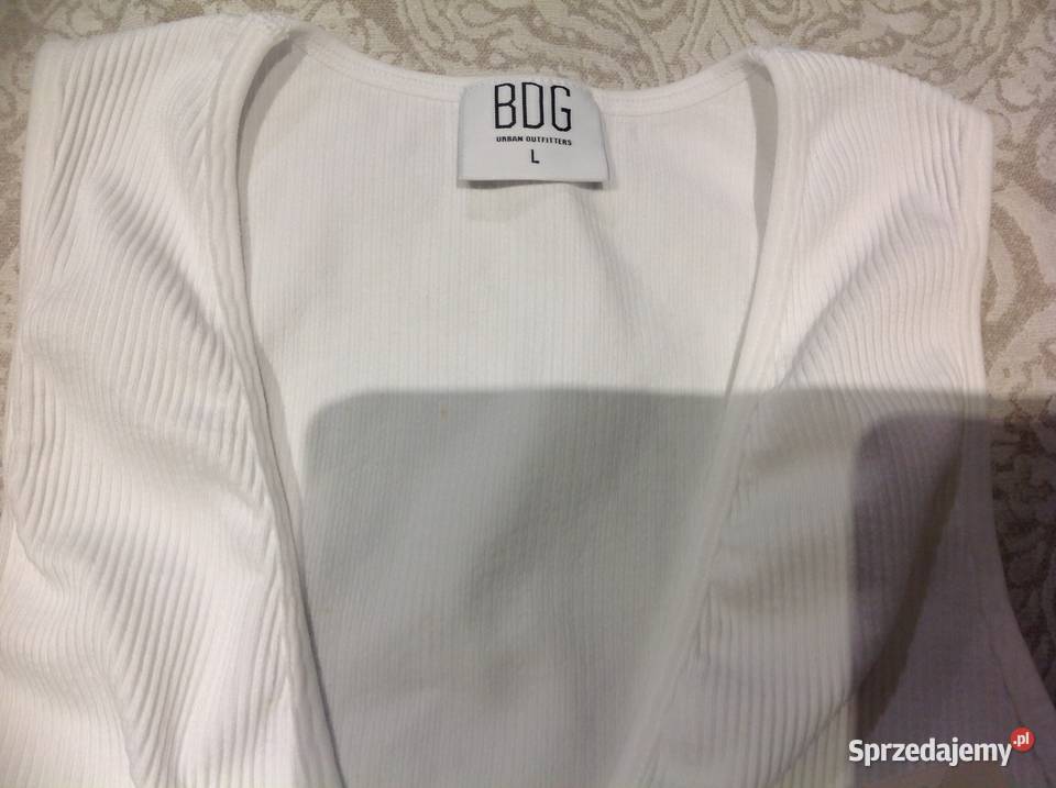 Crop Top Biały Damski BDG ML Prążek Nowy Nowa Sól